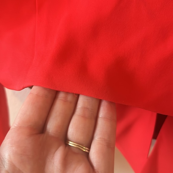 Scarlet Alice + Olivia silk plunge neck tie front crop top with tags-size large - Picture 5 of 7